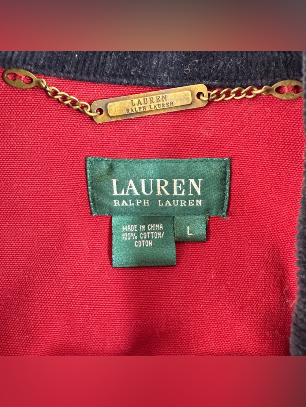 Lauren Ralph Lauren Canvas Jacket Fireman Equestrian Chore Red Womens Coat Large - Picture 4 of 11